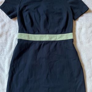 Tory Burch short sleeve color block pointe dress navy